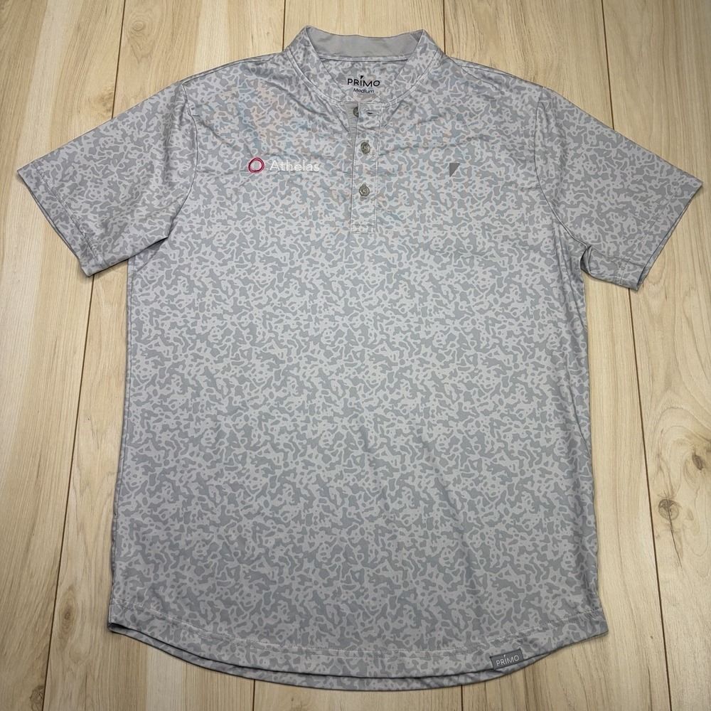 Primo Golf Polo Blade Collar Teal Camo AOP Performance S/S Men's Medium - Picture 2 of 7